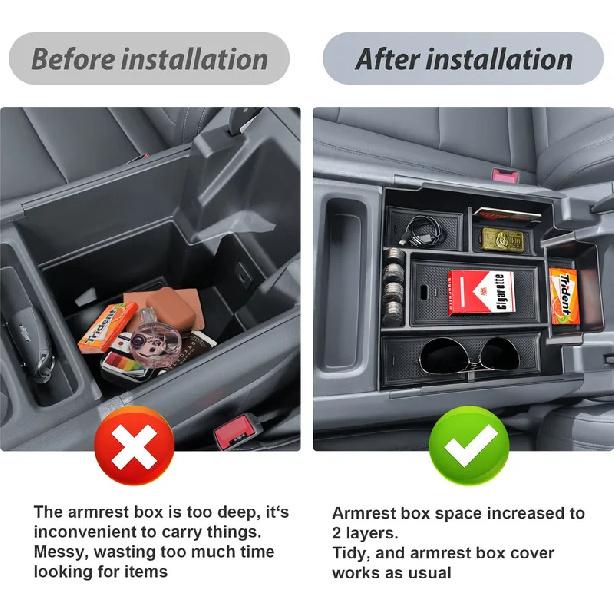 Center Console Organizer Storage Box Tray For 2024-2025 Chevy Silverado EV Work Truck (WT) Car Armrest Box Storage Accessories