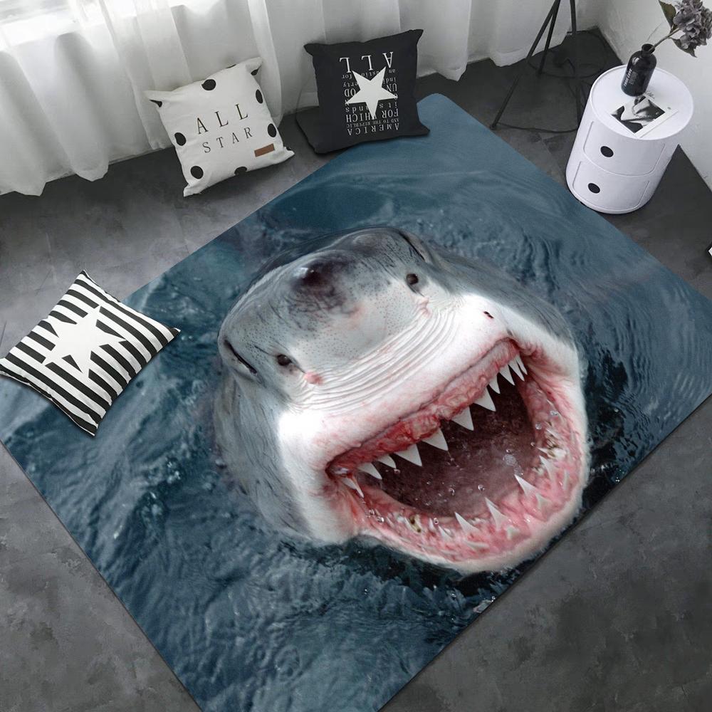 Funny Shark Floor Mat Non-Slip Laundry Room Mat Laundry Decor Balcony Child Living Room Bedside Mats