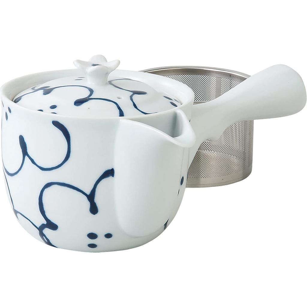 Hasami Ware Sparrow-mouth Teapot with Floral Pattern (with Super Stainless Steel Tea Strainer) 73457