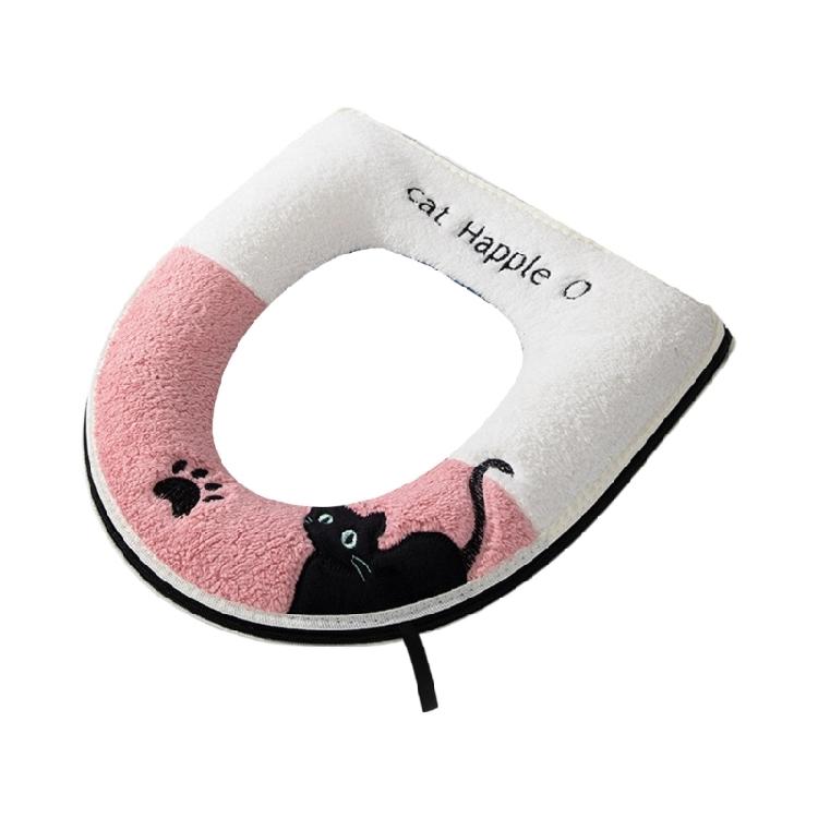 Warm Flannel Toilet Seat Cushion NonSlip Warm Padding Toilet Seat Cover Seat Protector for Home Bathroom Decoration