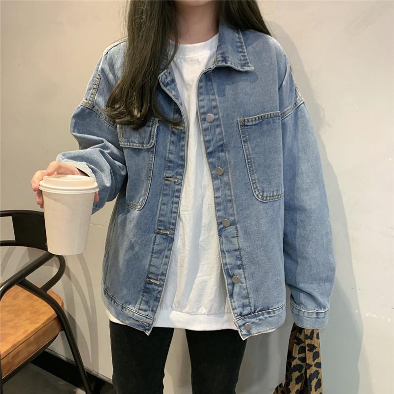Trendy Denim Jacket for Women Loose Fit Spring Style Korean Vintage Top InnerVintage Top Thickness Standard