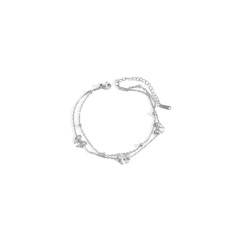 Модные ювелирные изделия из нержавеющей стали Ожерелье Браслет Бабочка Бусина Двусторонний Партия Цветок Шарм Ювелирные изделия A4