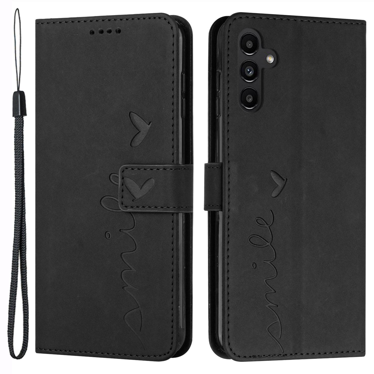 

For Samsung Galaxy A25 5G (Global) (161.0 x 76.5 x 8.3mm) Cell Phone Case Magnetic Clasp Imprinted Leather Wallet Cover Black