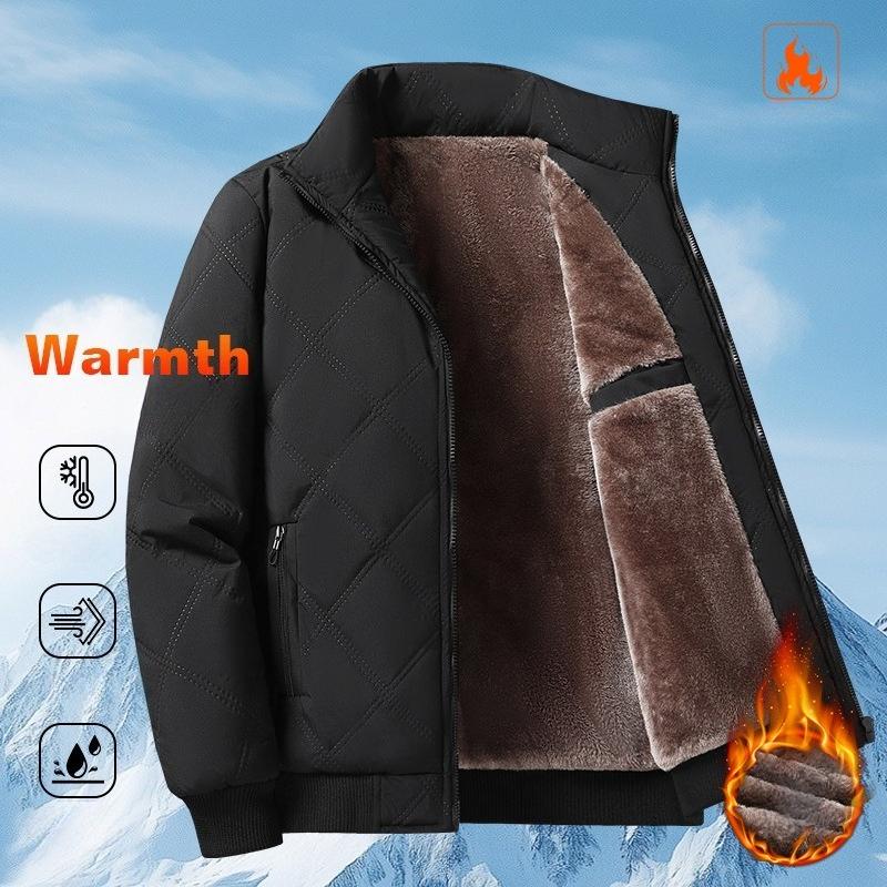 Men's Winter Lightweight Bomber Quilted Jackets Casual Windbreakers Thicken Full Zip Up Windproof Work Coats for Men Warm Fleece Lined Parka Jacket