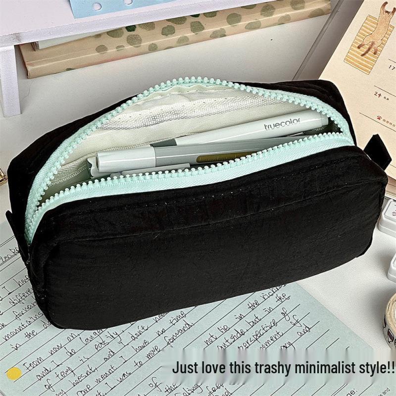 Colorful Large Capacity Square Pencil Case - Fresh, Simple, High-Value Student Stationery Storage Bag Collection