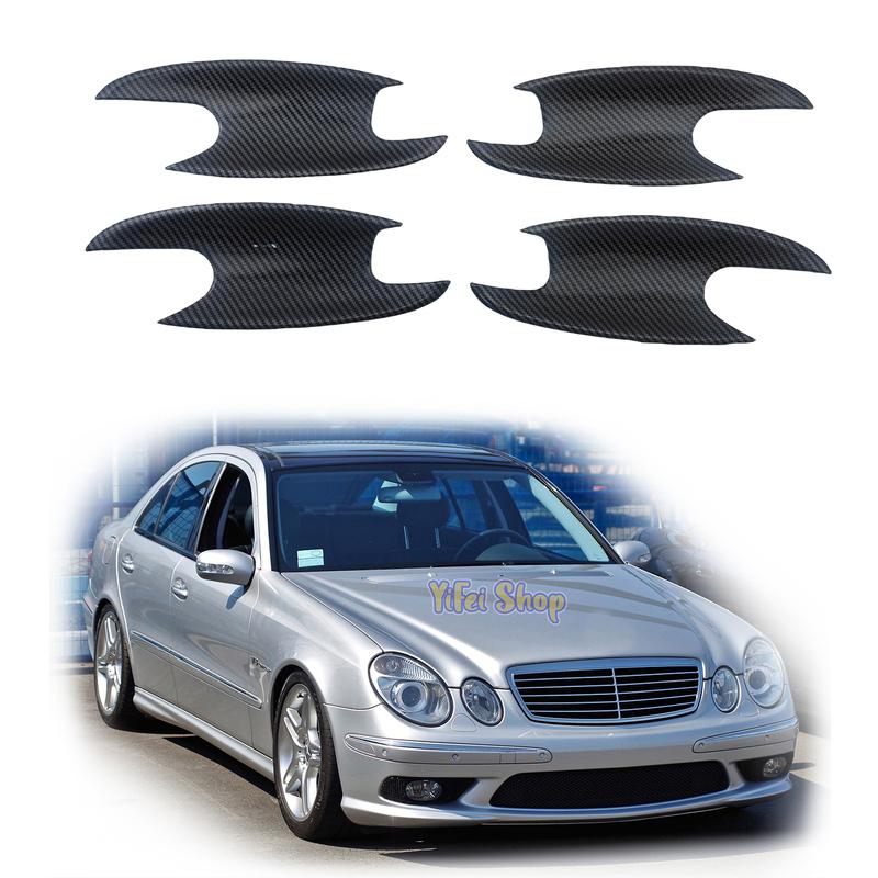 For Mercedes Benz W203 W211 W219 W220 E350 E63 2000 - 2009 Car Accessory Gloss Carbon Door Handle Bowl Covers Trim Paste Style