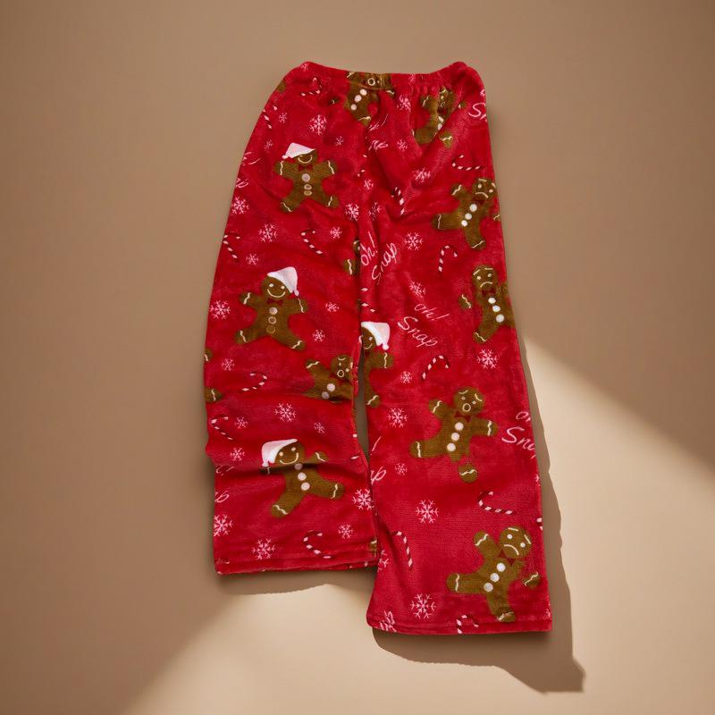 Women's Winter KT Cat Cartoon Flannel Sleep Pants - Thick, Warm, and Cozy for Home