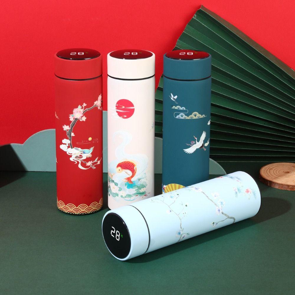 Digital Chinese Style Temperature LED Display Water Bottle Vacuum Flask Coffee Tumbler Thermos Cup
