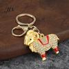 Rhinestones Inlaid Keychain Zodiac with Rhinestones, Sheep Design Bag Pendant, Chinese New Year Lucky Durable Metal Key Charm, Feng Shui Ornament for