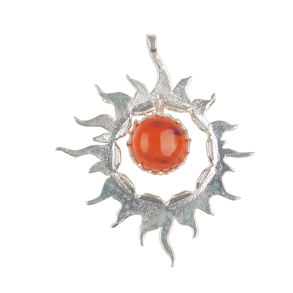 925 Solid Silver Multi Gemstone Sun Health Benefits Unisex Jewelry Pendant 1.76" CP-18