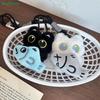 Cute Plush Big-eyed Black Cat Pendant With A Small Fish,Creative Couple's Bag Accessory,Little Black Cat Keychain
