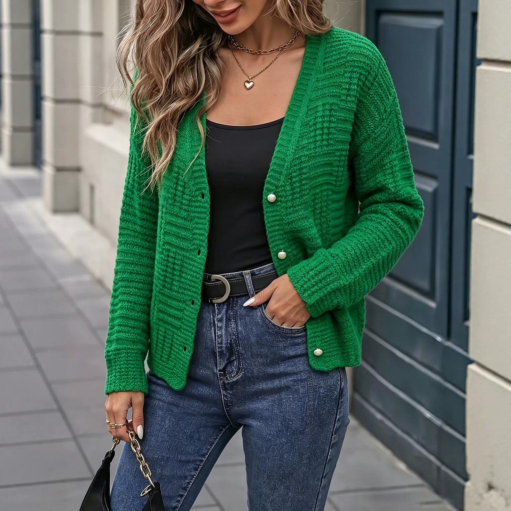 Women's Cardigan, Solid Color, Long Sleeve