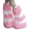 Furry Plush Christmas Leg Gaiters Striped Leg Sleeves for Adult Festival Gathering Night Club Stage Show Leg Warmers