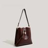 PU Leather Women Single Shoulder Bag Solid Large Capacity Office Ladies Bucket Bag Korean Vintage Classic Female Handbag