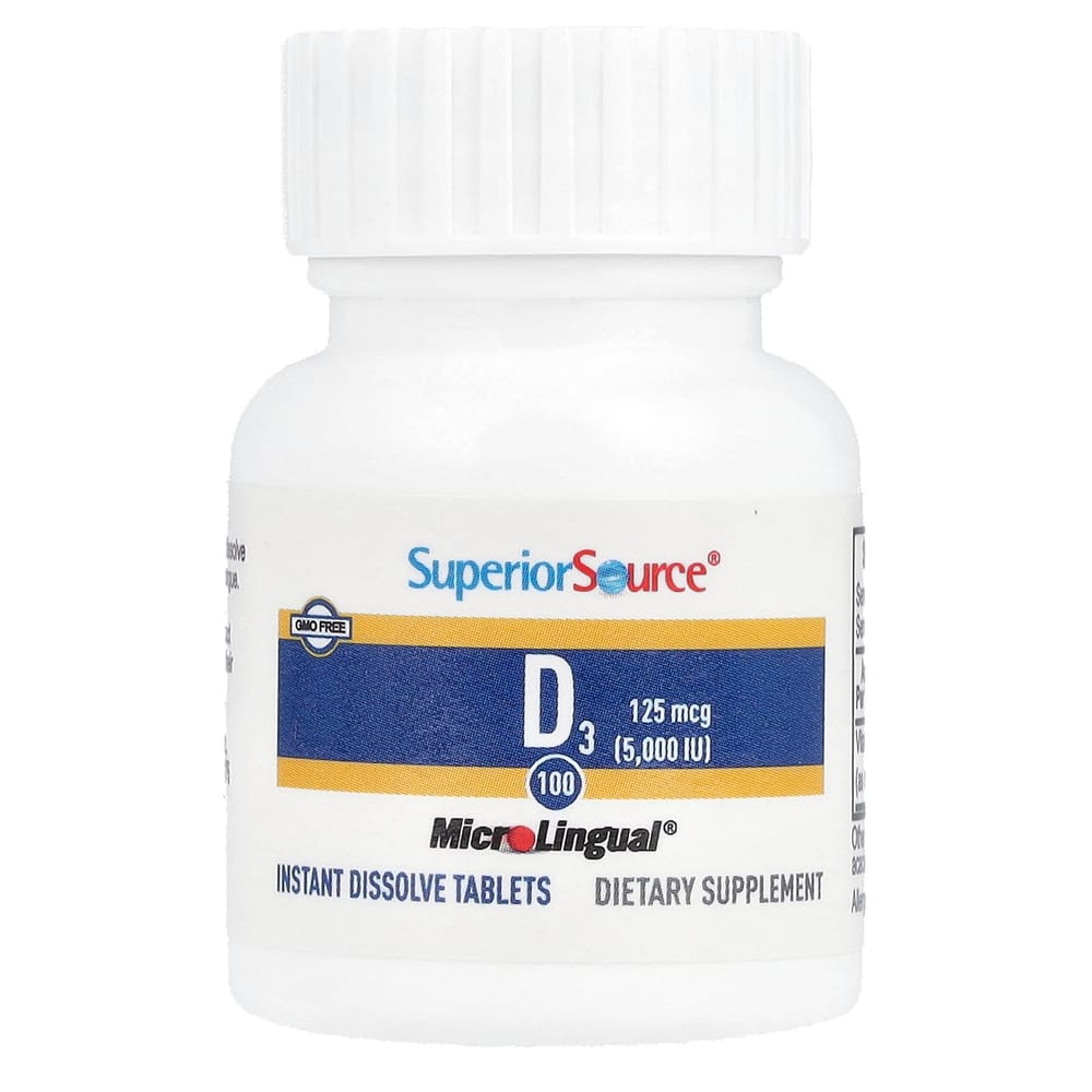 Superior Source Extra Strength D3 125mcg (5000 IE) Sofort lösliche MikroLingual Tabletten, 100 Tabletten