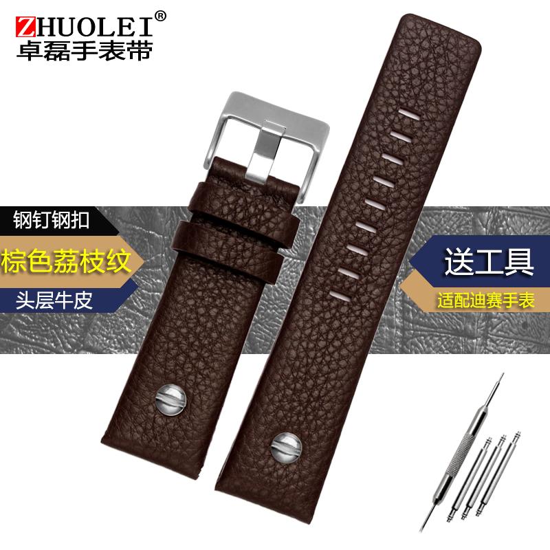 For Diesel DZ7257 DZ4323 DZ7348 DZ7313 DZ7312 DZ4318 Genuine Leather Watch Strap Men Large Dial Retro Riveted Cowhide Watchband