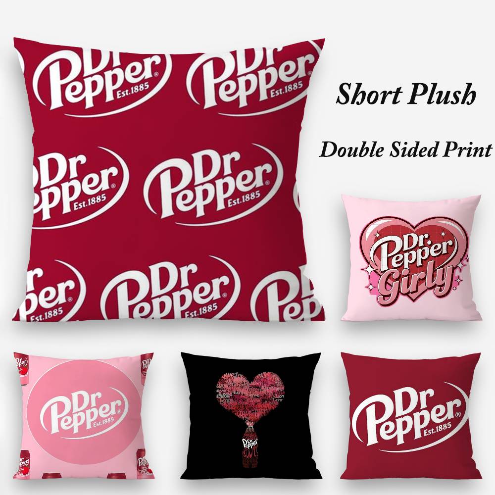 Cherry Drink D-Dr-P-Pepper Pillow Case Plush Fabric Soft Double Sided Print Home Sofa High Quality Cushion Cover Throw