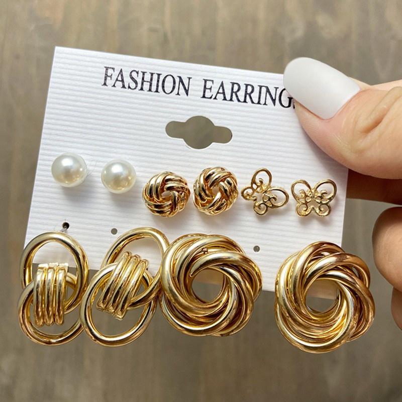 IF ME Korean Butterfly Pearl Stud Earrings Fashion Leopard Hoop Earring Women Jewelry Accessories