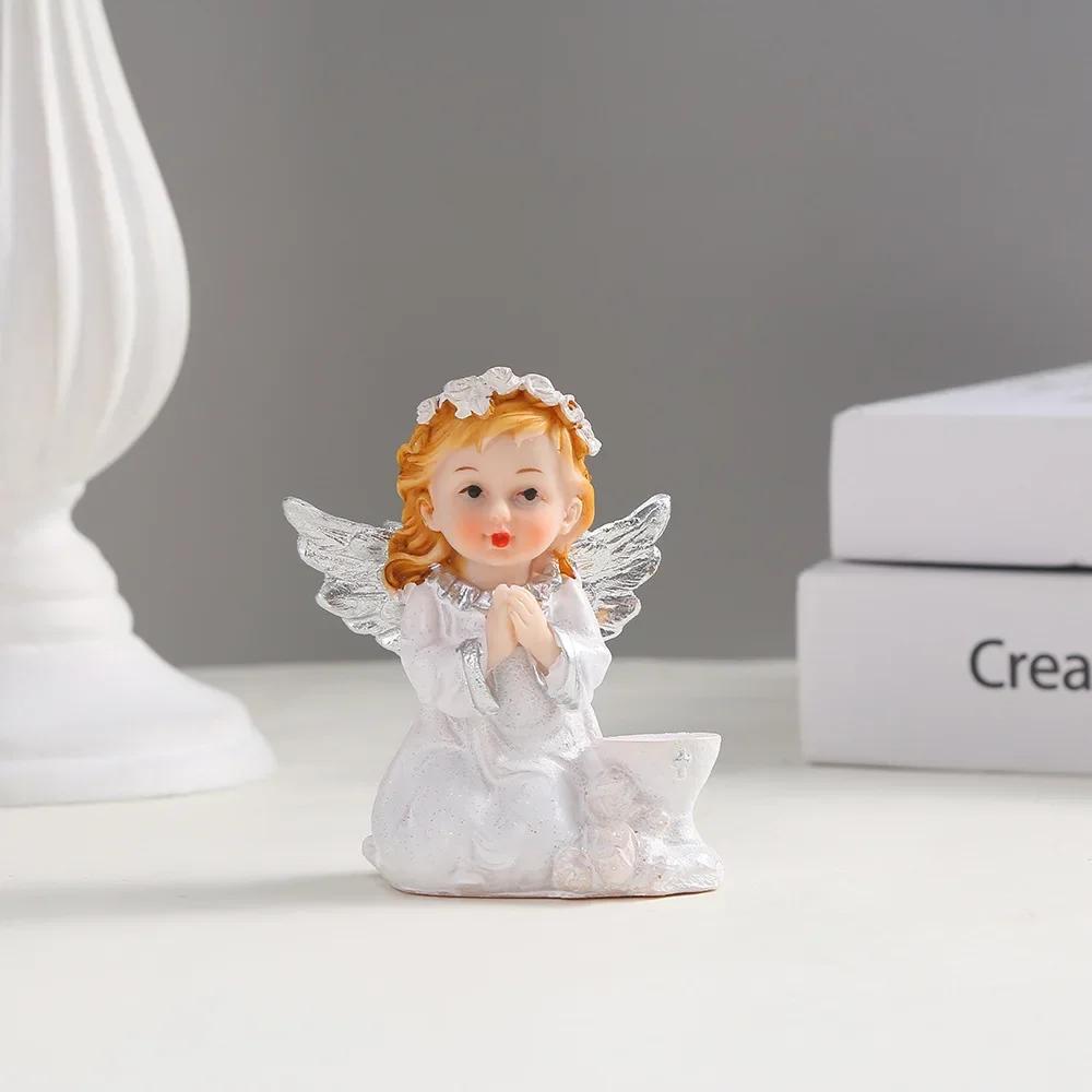 2pcs Angel Flower Fairy Cute Warm Countryside Resin Crafts Garden Home Living Room Entrance Decoration Ornament Birthday Gift