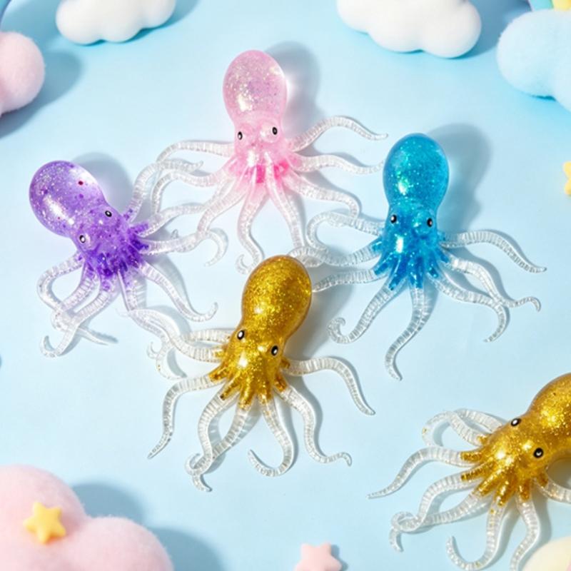 Realistic Colorful Octopus Squeezable Toy Soft Jelly Squeeze Stress Relief Sensory Toy For Kids & Adults