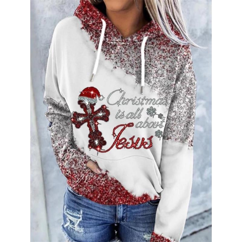 Autumn and Winter New Women's Clothing Christmas 3D Printing Hooded Pullover Long-sleeved Sweater Casual Fashion