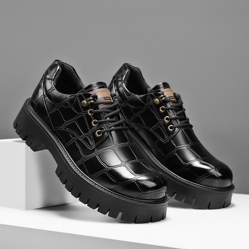 

Fashion High Quality British Style Business Casual Leather Shoes Fashionable Thick Soled Wear-resistant Men s Oxford Shoes Leather Shoes 44 чёрный
