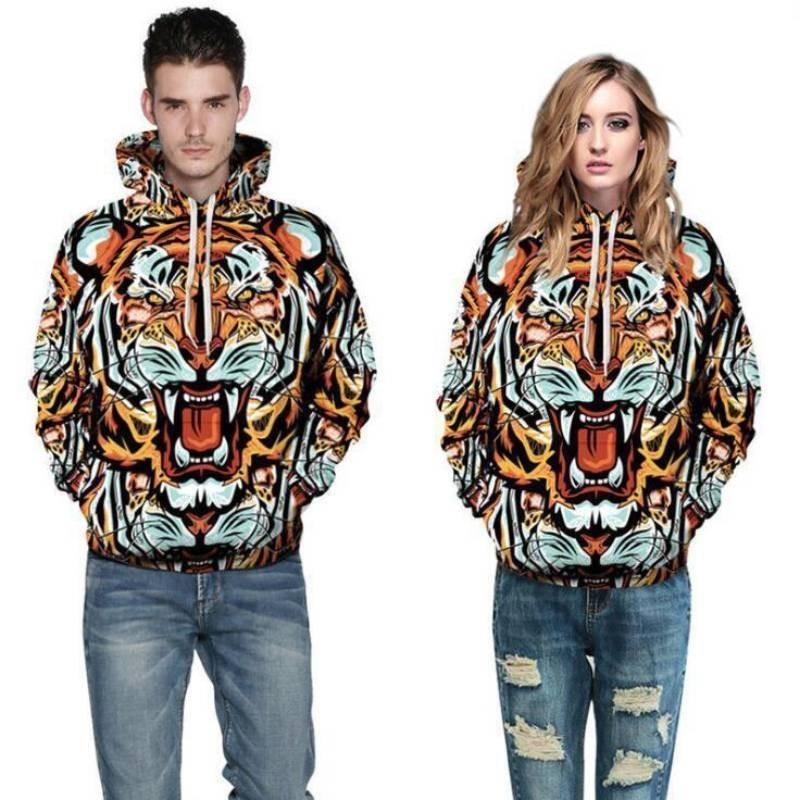 Vibrant Skull Print Digital Pullover Hoodie For Men Comfortable Loose Fit