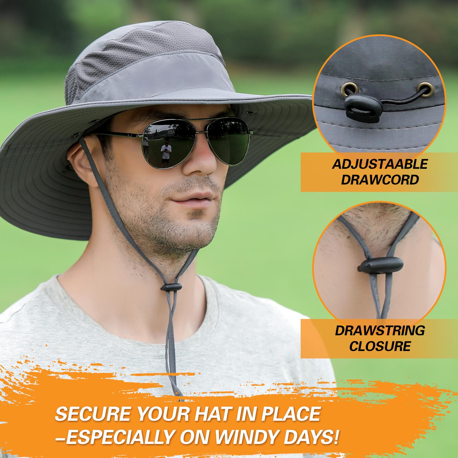 

Fishing Hat Breathable Wide Brim Sun Protective Portable Outdoor Sun Hat with Detachable Neck Flap for Beach Outdoor темно-синий