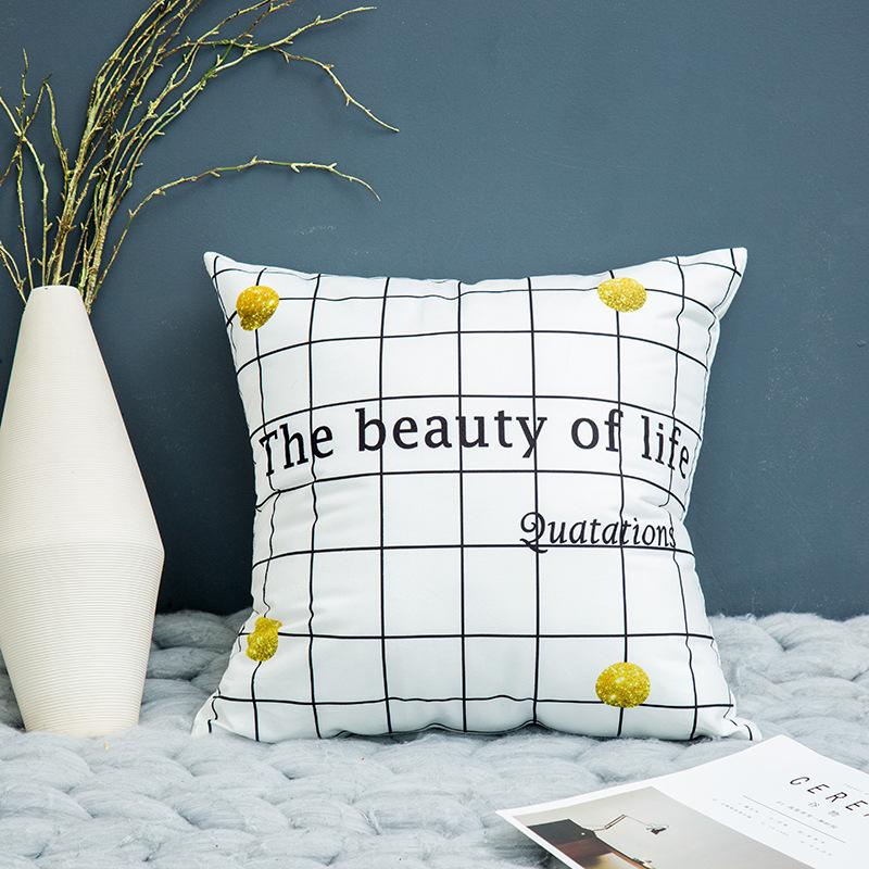 Nordic Throw Pillow Cover Plush Black and White Geometric Striped Simple Pillow Cover Sofa Cushion Cover