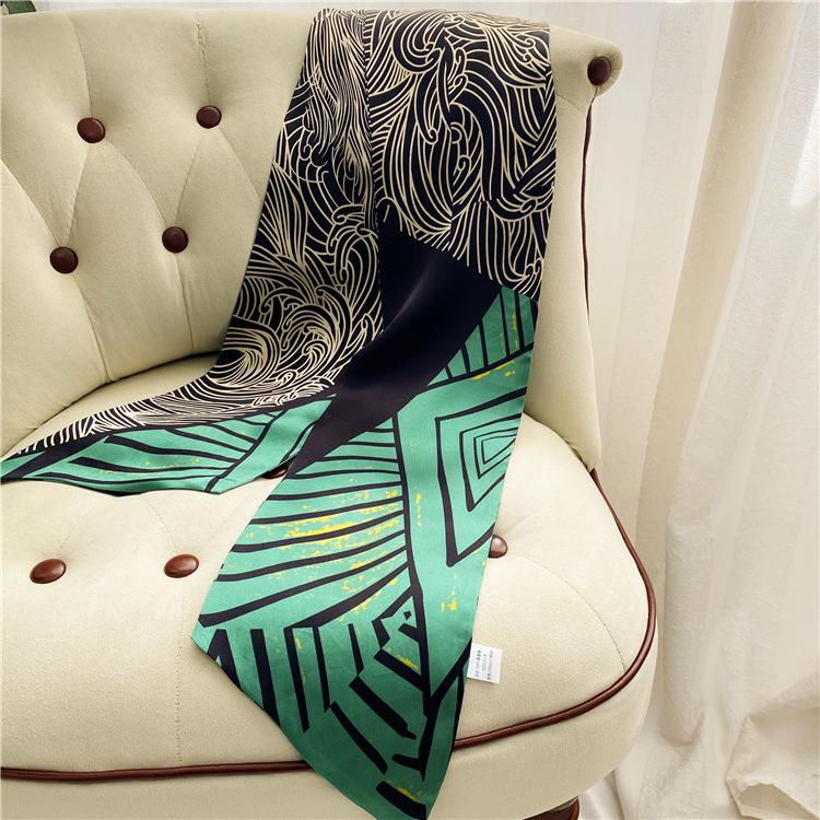 

Double-Sided Silk Streamer, Foreign Style Multi-Functional Headband, Green Temperament Long Towel, Spring And Autumn Temperament Scarf, Shawl. 155cm зелёный