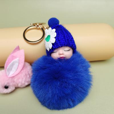 Pompon Śpiące Dziecko Brelok Urocze Puszyste Pluszowe Lalki Breloczki Kobiety Dziewczęta Torebki Breloki Samochody Breloczek Biżuteria