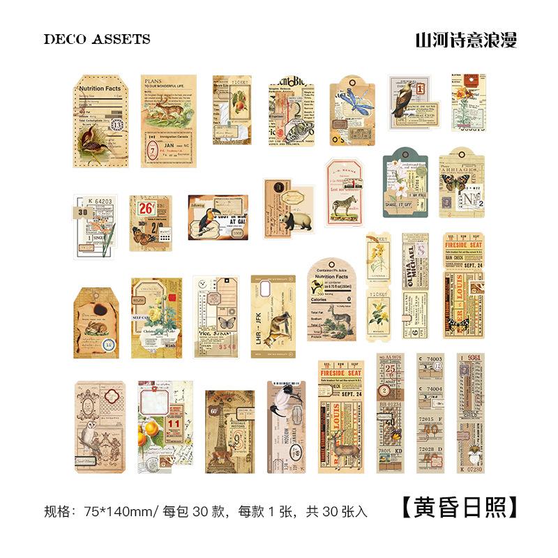 30-Sheet Vintage Botanical Flora Illustration Material Paper, Exquisite Plant & Flower Prints, Suitable for Journal Collage