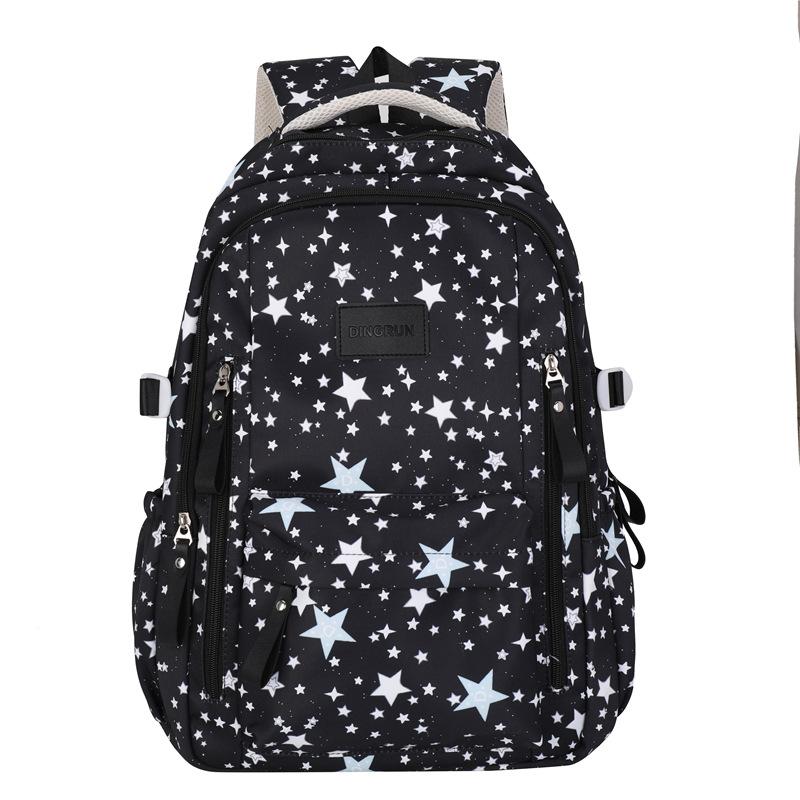Schoolbag1011 Summer High-Value Backpack Star Print Large Capacity Backpack for Middle and High School Students New College Backpack