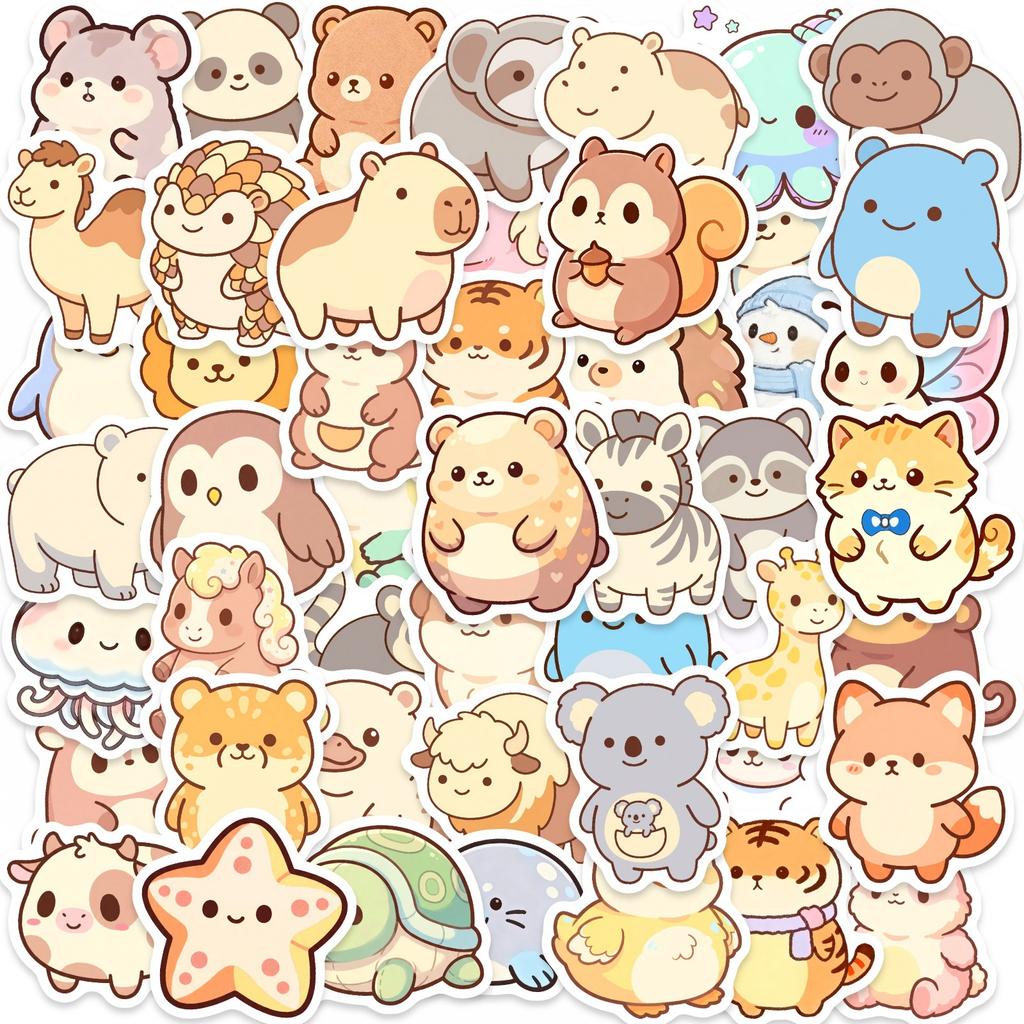 Dedicated To 50 Cartoon Mini Animal Stickers, Cute Healing And Cute Expression Stickers, Waterproof And Not Torn Can Be Ordered.