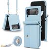 Crossbody Cards Bag Rfid Leather Wallet Case For Samsung Galaxy Z Flip 5 4 3 5G Flip5 Long Lanyard Purse Pocket Hand Strap Cover