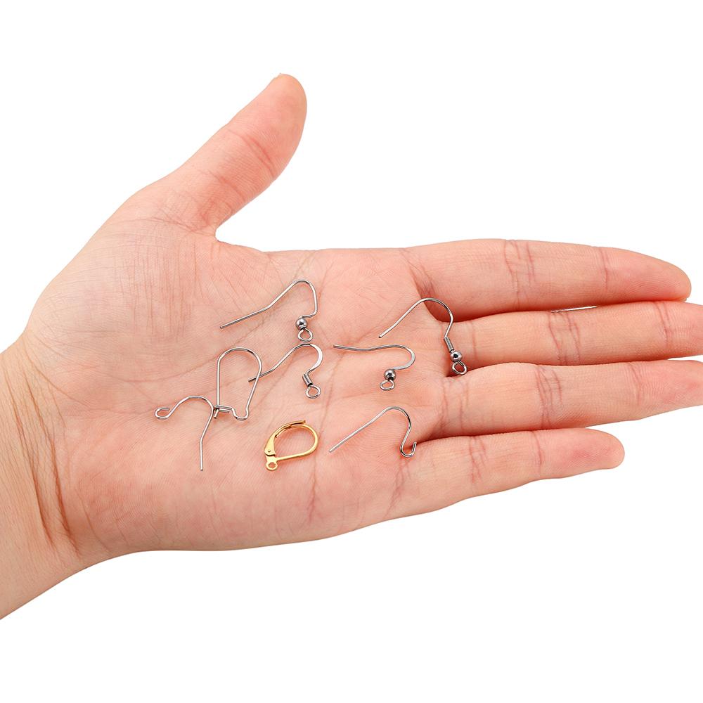 20-50pcs Gold  Stainless Steel Hypoallergenic Earring Hooks Fish Earwire Earrings Clasps Earring Wires For Jewelry Maki