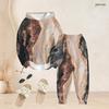 Women Plus Size Printed Long Sleeve Hooded Top Cuffed Pants Two Piece Set