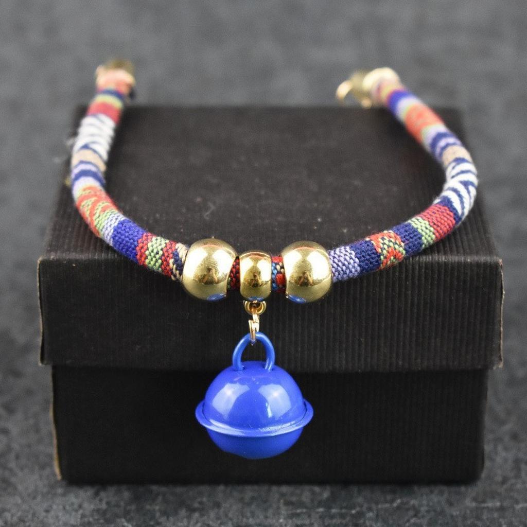 Collar with Bell is Bohem, Beads for Girls and Boys Cats,Small Breed Dogs Cord Accessory with Charm tip