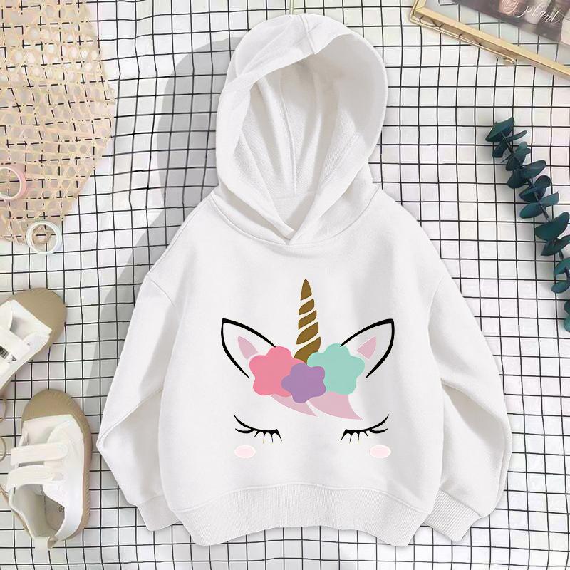 Girls Sweatshirts 2025 Autumn Unicorn Hoodies 4-14Yrs Long Sleeve Casual Hooded Tops Clothing Polyester