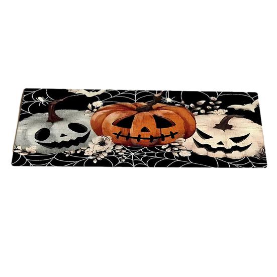 Yousheng Halloween Kitchen Rug, Pumpkin Bat Black Cat Non-slip Floor Mat, Spooky Entrance Rug, Festive Decorative Rug for Bedroom Living Room