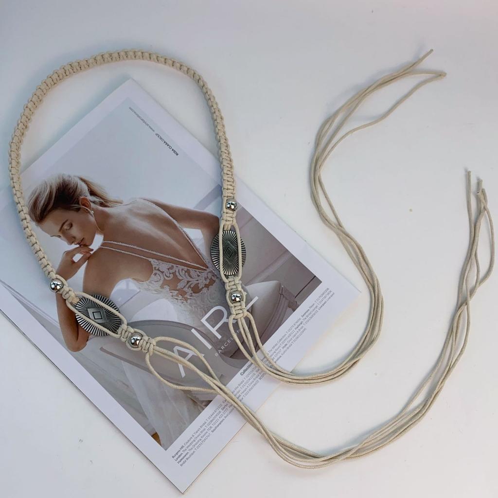 Vintage Woven Bohemian Waist Rope With Skirt Ethnic Style Decorative Summer Belt Simple Waist Chain Belt