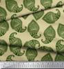 Soimoi Blue Japan Crepe Satin Fabric Green Paisley Printed Craft Fabric by the metre 42 Inch