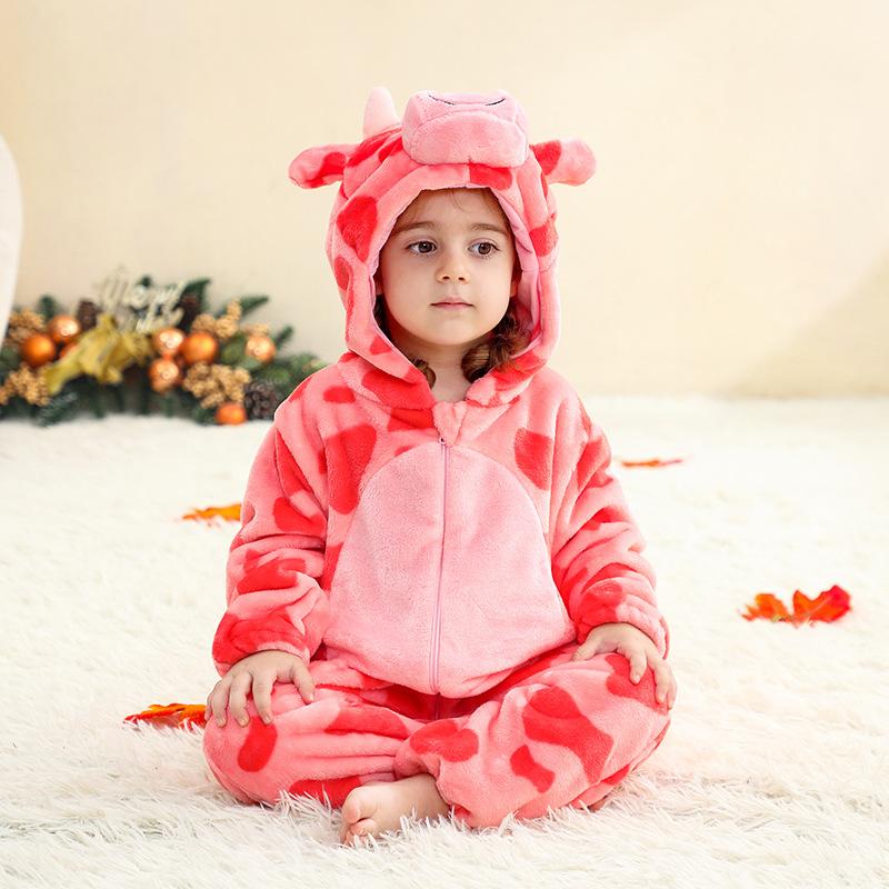 Children's Animal Onesie Pajamas Flannel Sleepwear Winter Warm Homewear Jumpsuit One-Piece Hooded Fleece Rompers Long Sleeve Outfits for Girls Boys