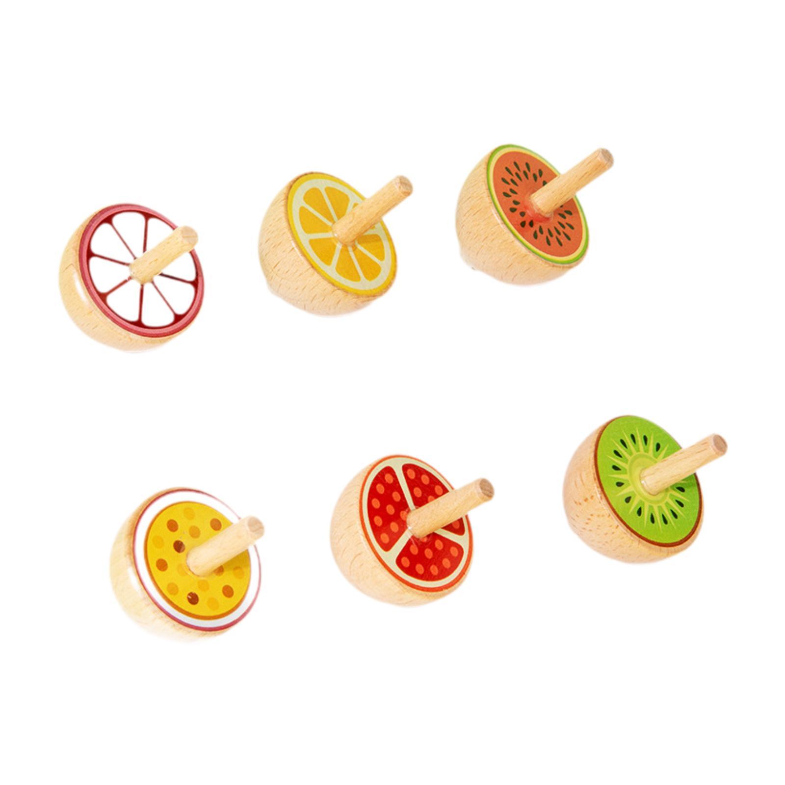 6 Pieces Wood Rotation Top Toy Hand Rotation Top Games Wooden Gyroscopes Toy for