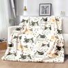1Pc  Cute Cartoon Cats Pattern Flannel Throw Blanket Warm Soft Cozy Blanket For Home Bedroom Living Room
