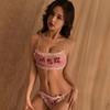 Erotic underwear, feminine cute girl, three-point text temptation set, passionate temptation pajamas