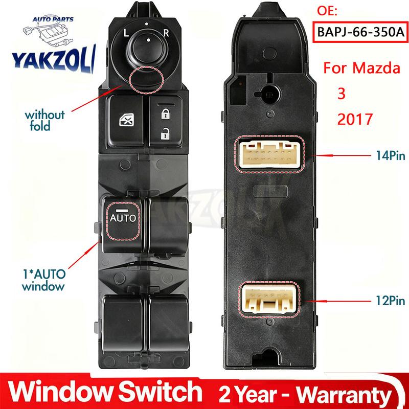 For Mazda 3 2017 Power Window Control Master Switch Front Left Electric Glass Button BAPJ-66-350A BAPJ66350A Car Accessories