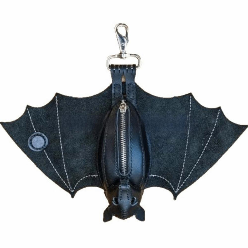 Creative Halloween Bat Pendant Zipper Leather Bat Keychain Key Ring Bat Wallet Keychain  Gifts Bat