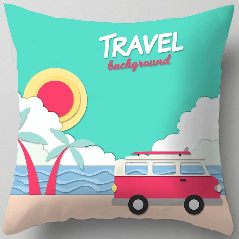 Outdoor Camping Scenery Pillow Case Retro Chair Lumbar Pillow Bedroom Window Sill Bay Window Cushion Cushion Lumbar Pillow