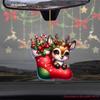 Themed Christmas Reindeer Socks Pattern Acrylic Pendant For Holiday Decoration